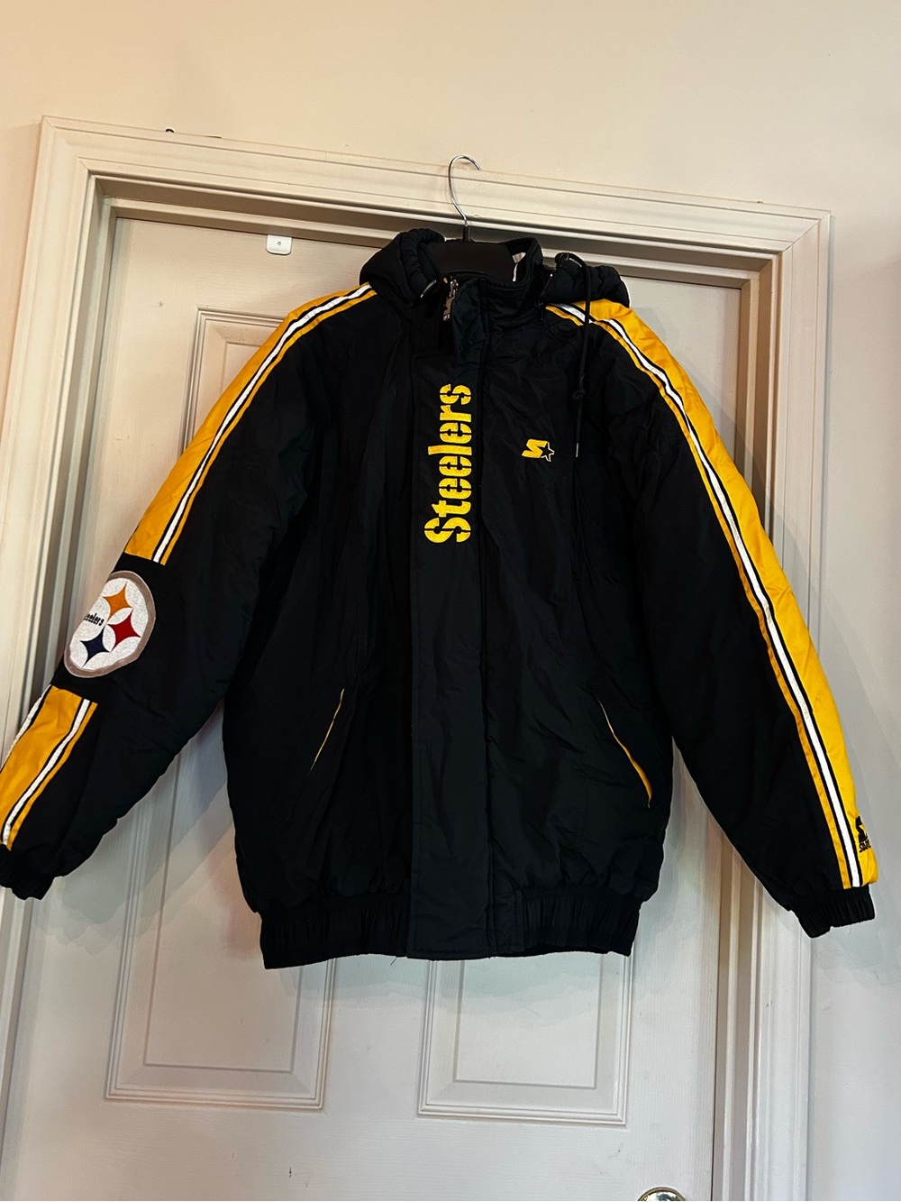 NFL Pro Line STARTER Men’s Med Coat/Jacket Removable Hood Pittsburgh Steelers
